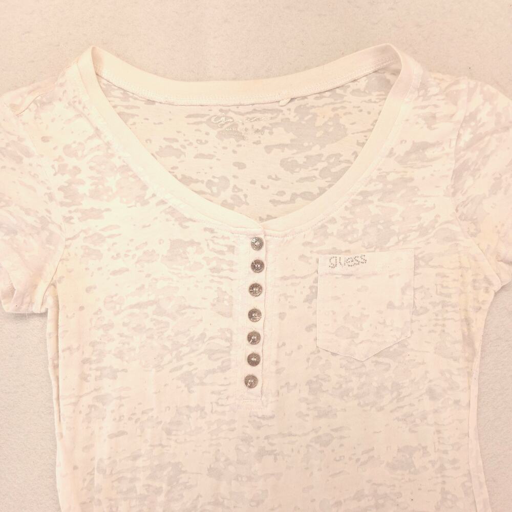 Guess Casual Short Sleeve Button Up Shirt Womens Size Large L White
